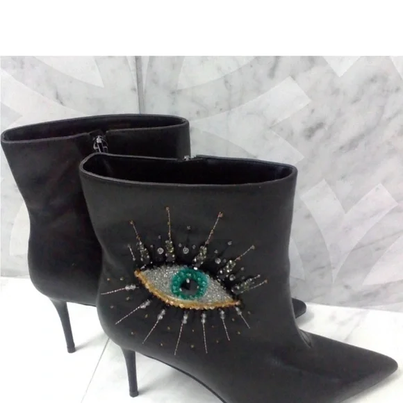 NEW Kurt Geiger Belgravia Eye Boot Black Leather Size 40.5, FITS SIZE 9.5 - Picture 2 of 6